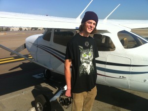 Reid Pipp flying a plane